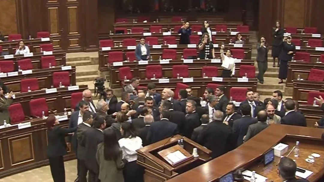 What triggered the major brawl in Armenia’s parliament?