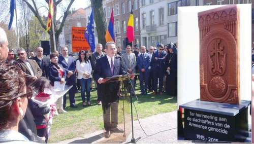 Ցեղասպանության զոհերի հիշատակին նվիրված խաչքար՝ բելգիական Մեխելենում