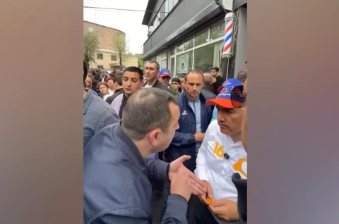 Displaced Karabakh resident charged after confrontation with Pashinyan