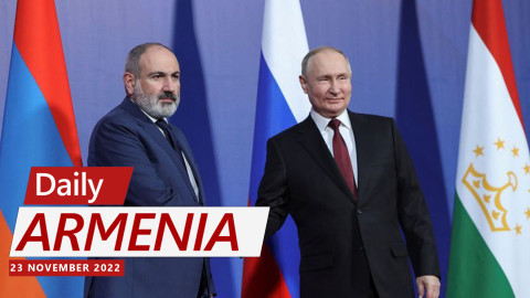 Putin arrives in Armenia for CSTO summit, as protests take place against alliance