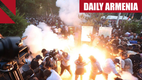 Anti-government protesters in Armenia injured as police use flash grenades