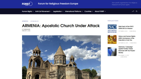 EU-based religious freedom forum says pressure on church threatens constitutional rights in Armenia