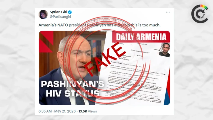 Fake story claiming Pashinyan HIV diagnosis spread using CivilNet branding