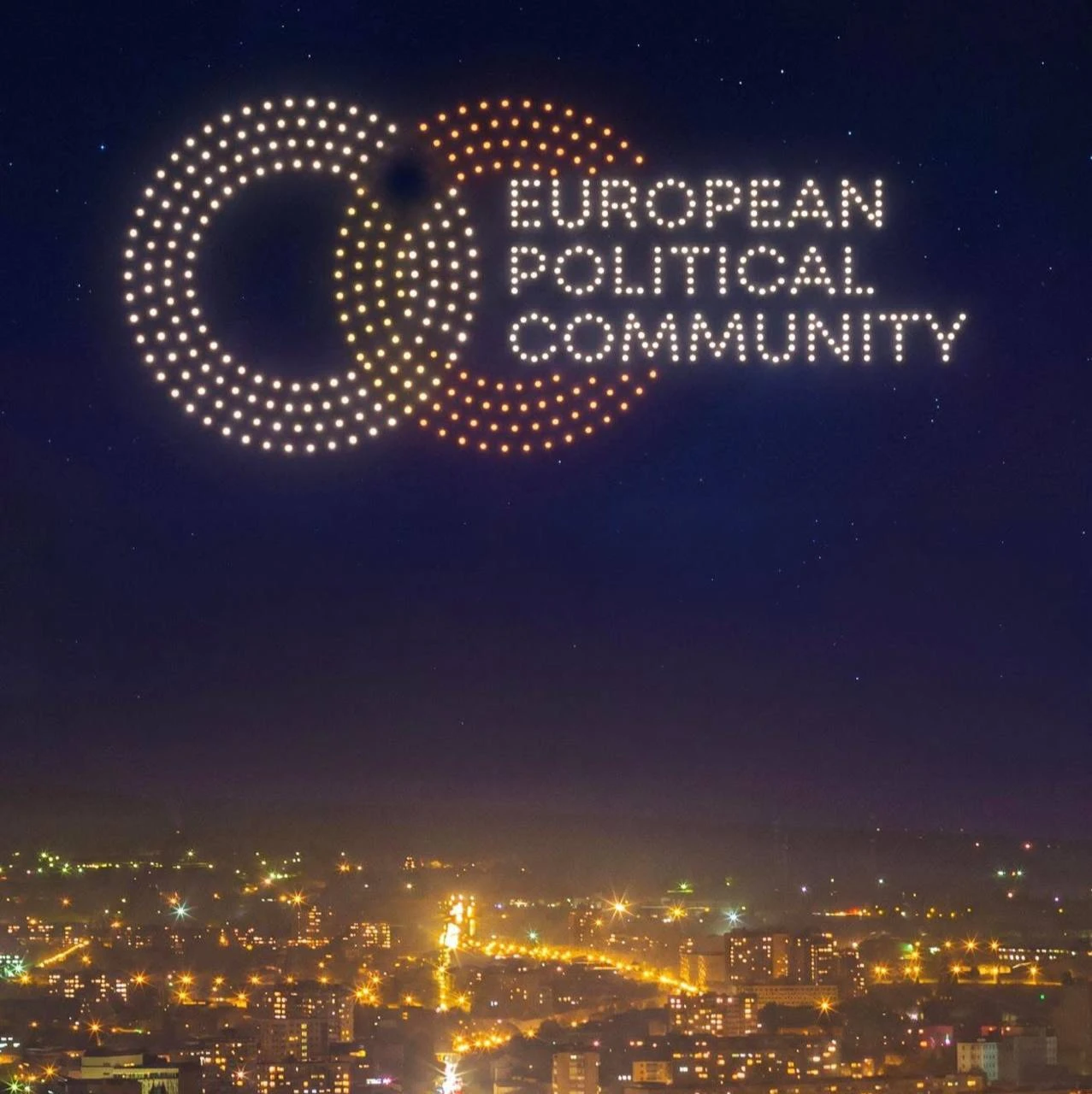 A drone light show in the sky over Yerevan ahead of the European Political Community summit
