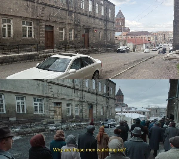(Top) CivilNet / Olivia Mouradian 2026 / (Bottom) Scene from "Amerikatsi" 2022