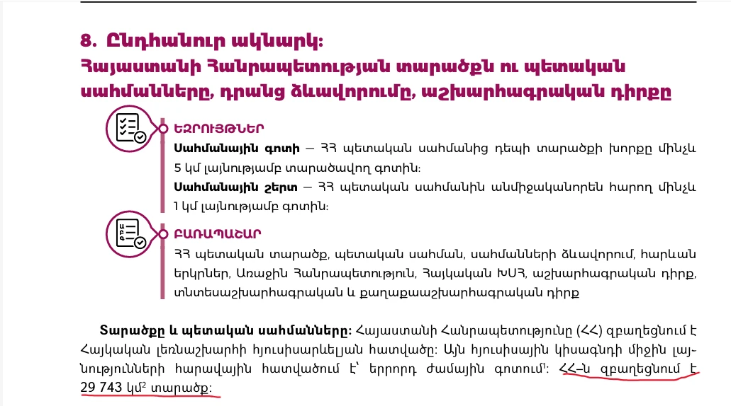 Էկրանապատկերը՝ «Հայաստանի աշխարհագրություն 9» դասագրքից (հեղինակներ՝ Ա․ Պոտոսյան, Վ․Ասատրյան)