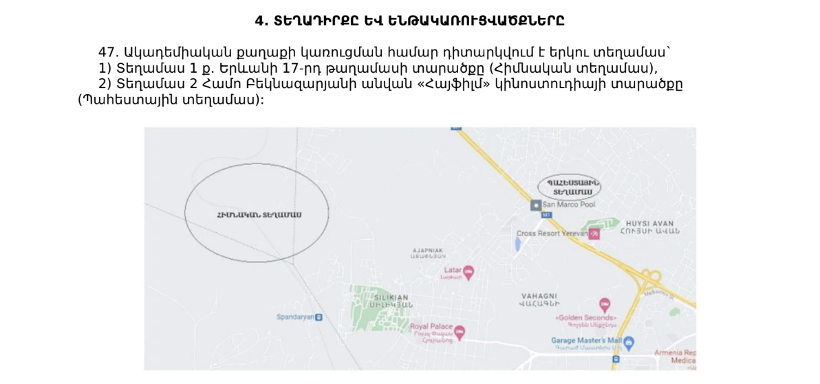 Էկրանապատկերը «Ակադեմիական քաղաքի» 2023-ի հայեցակարգից
