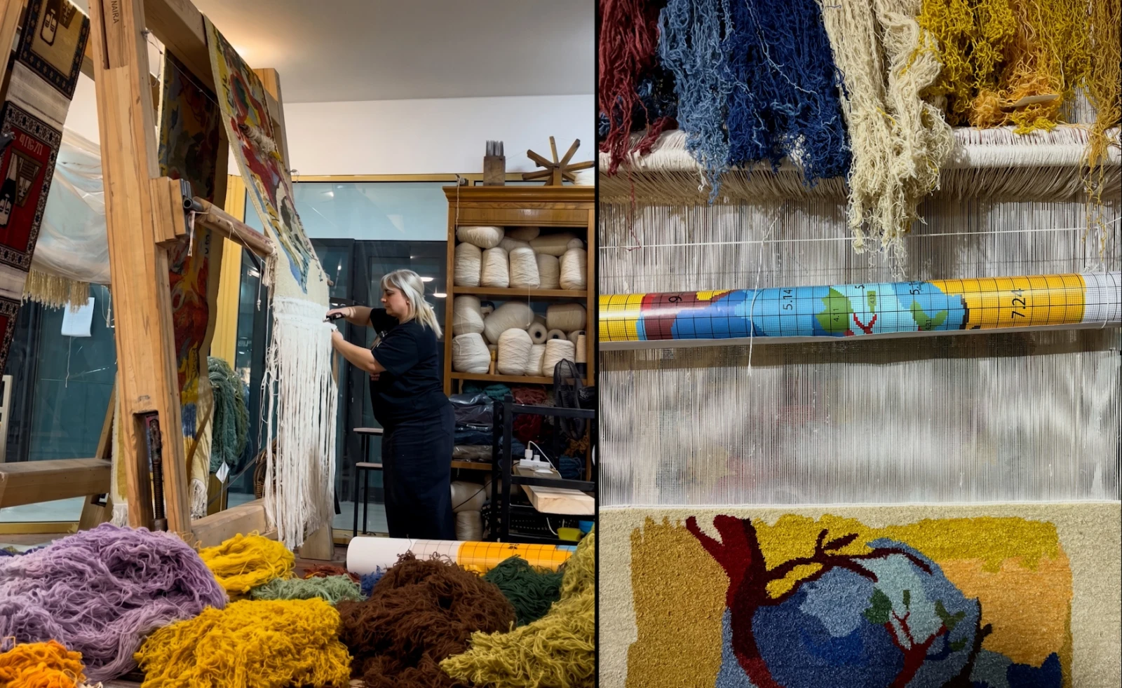 Cutting ceremony of carpet woven by Naira Hovsepyan at Artsakh Carpet (Photo: Melika Safaei / CivilNet)