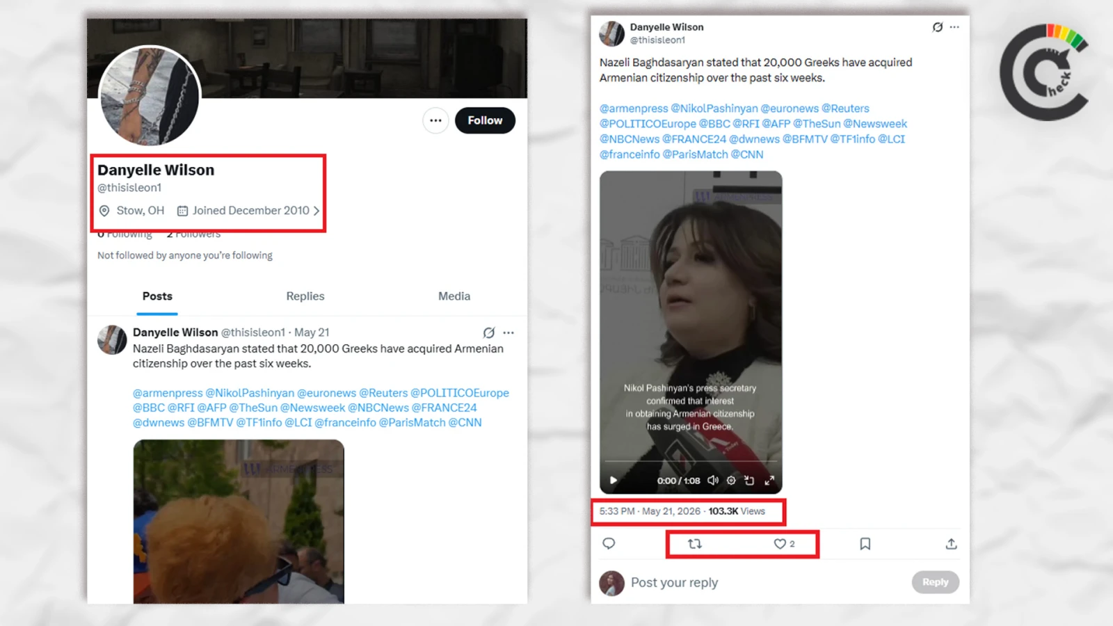 Screenshot from the Danyelle Wilson account