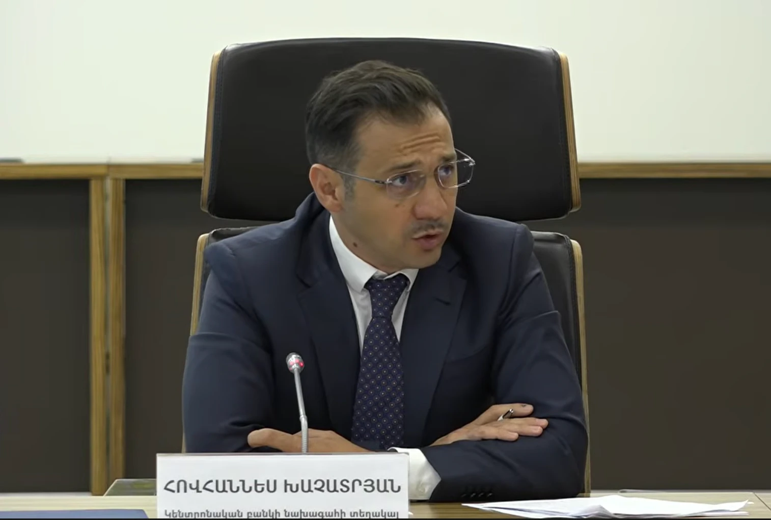Hovhannes Khachatryan, Deputy Governor of the Central Bank (screenshot from press conference)
