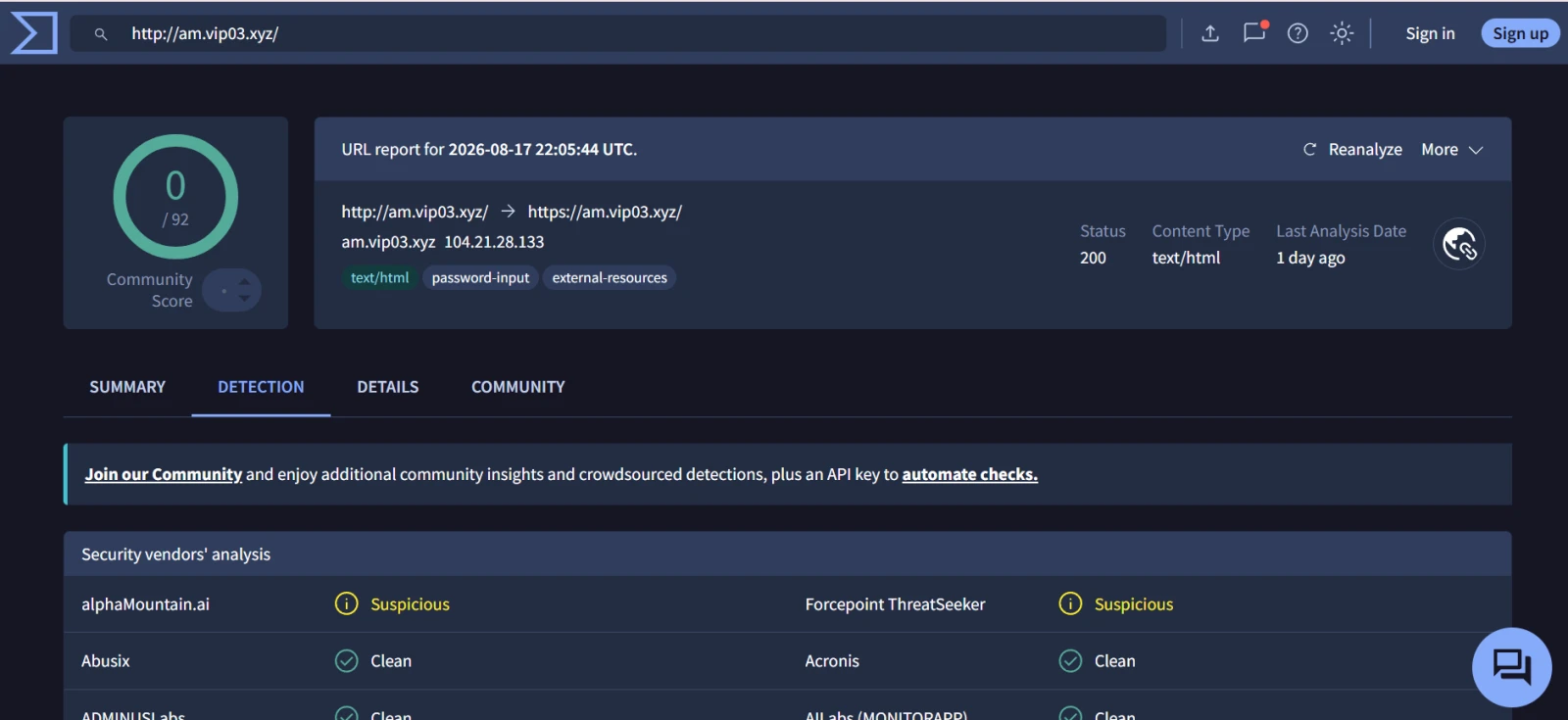 Էկրանապատկերը՝ virustotal.com-ից