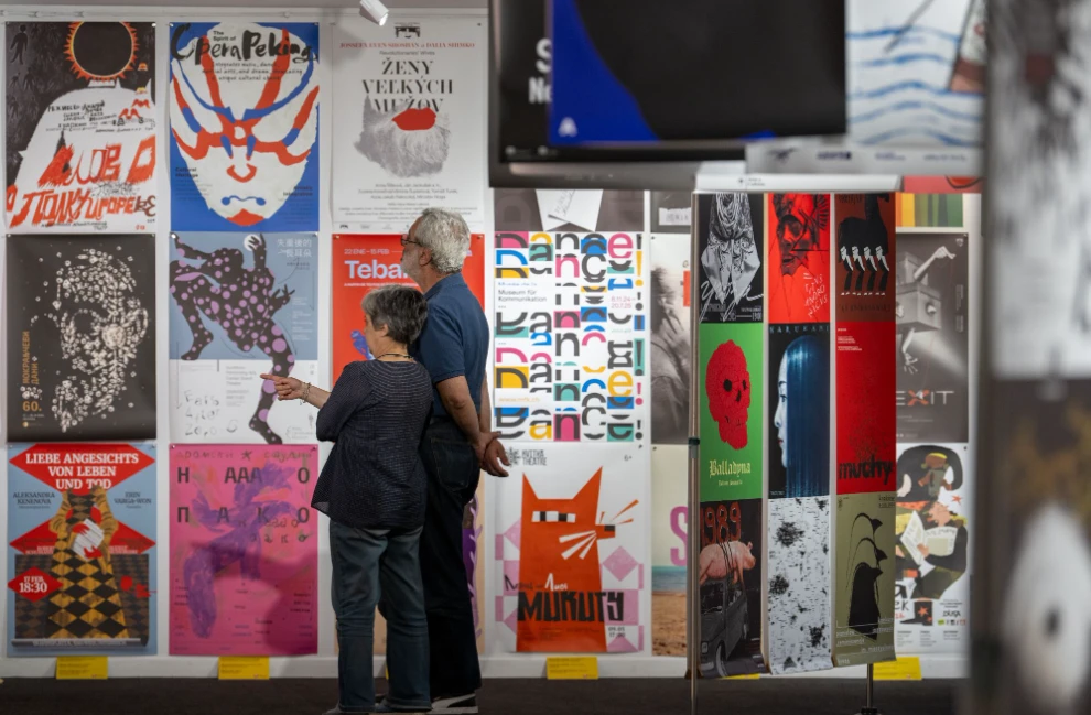 Visitors browsing the exhibition at the National Centre for Aesthetics.